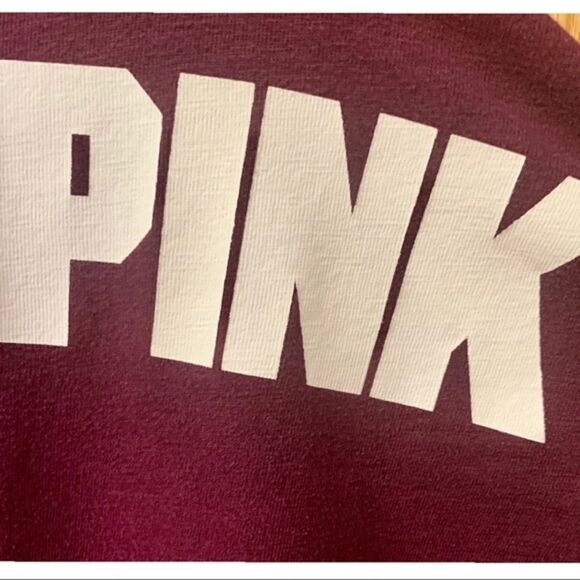 Pink Victoria Secret Maroon & White LongSleeve Logo Sweatshirt. ( Oversized) - Picture 7 of 15